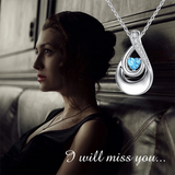Sterling Silver Heart CZ TearDangle Urn Necklace for Ashes