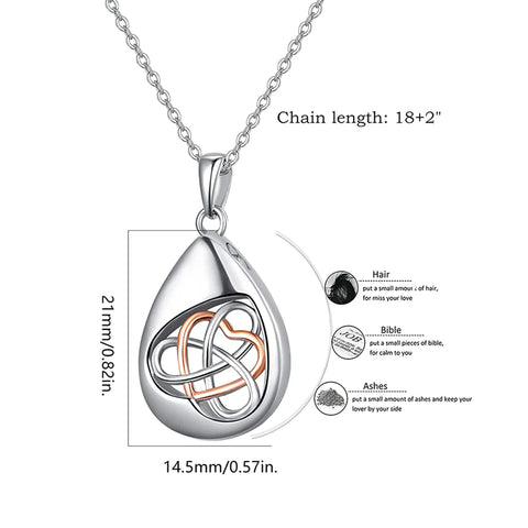 Sterling Silver Tear Dangle Celtic Knot Butterfly Urn Necklace for Ashes