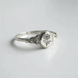 925 Sterling Silver Birth Flower Ring Vintage Flower Signet Ring Mother's Day Gift