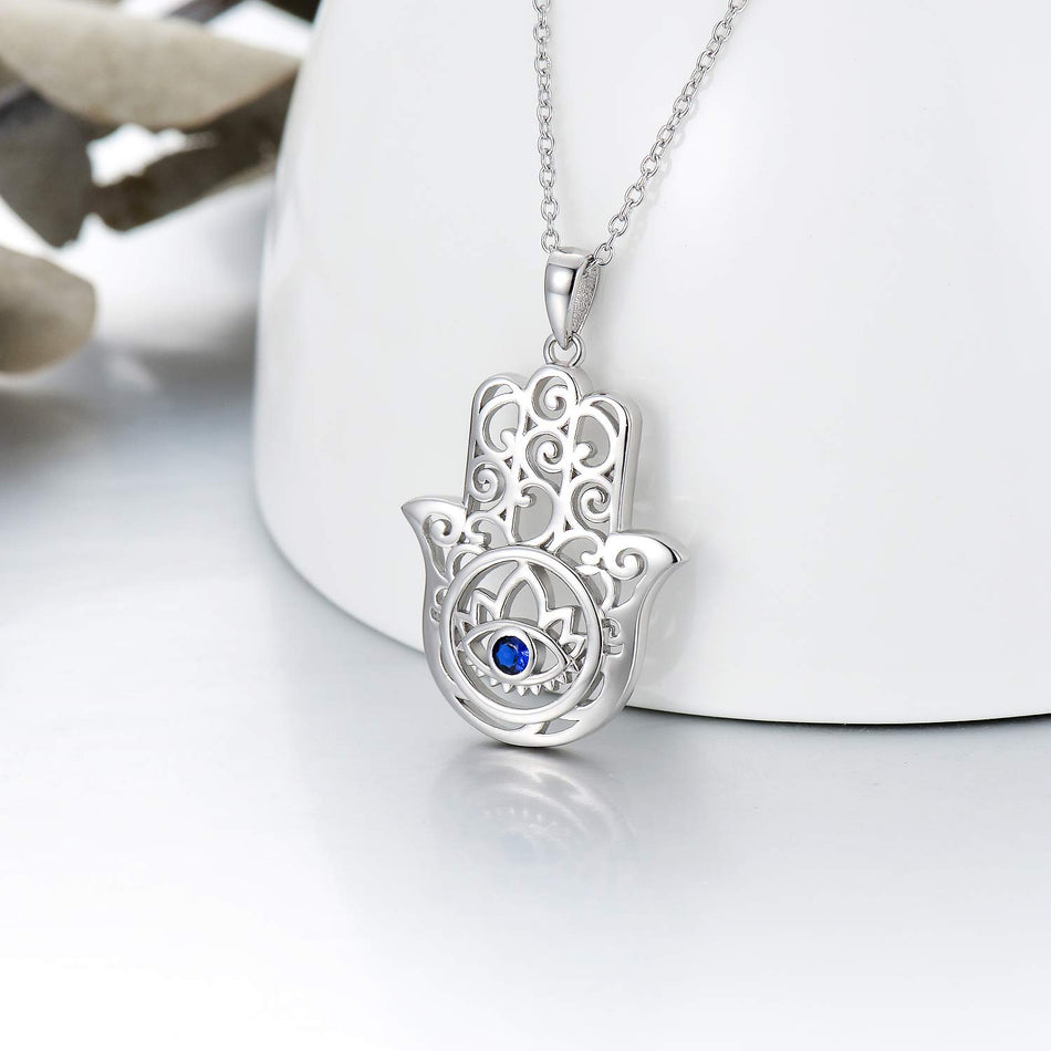 925 Sterling Silver Hand of Fatima Necklace Elephant Hamsa Necklace Evil Eye Hamsa Necklace
