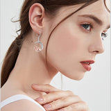 Sterling Silver Fox Moon Heart Dangle Earrings