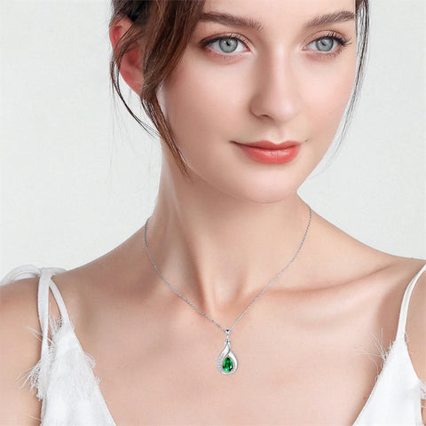 Sterling Silver Cubic Zirconia Tear Dangle Urn Necklace for Ashes