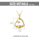 14k Solid Gold Love Heart Mama Bear Necklace Mom Necklace Mothers Day Necklaces for Women