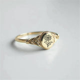 925 Sterling Silver Birth Flower Ring Vintage Flower Signet Ring Mother's Day Gift
