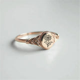 925 Sterling Silver Birth Flower Ring Vintage Flower Signet Ring Mother's Day Gift