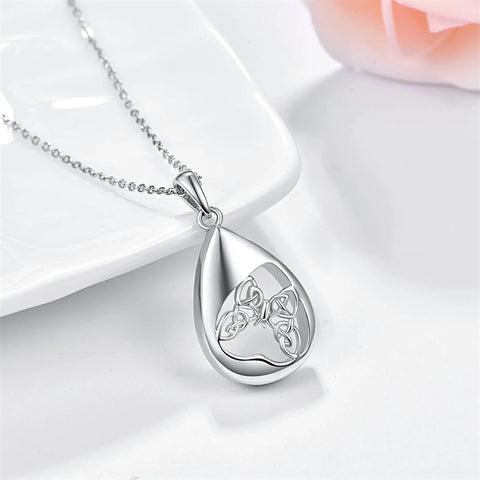 Sterling Silver Tear Dangle Celtic Knot Butterfly Urn Necklace for Ashes