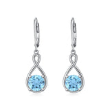 Dangle Drop Infinity Earrings 925 Sterling Silver Leverback Birstone Earrings 18K White Gold Jewelry for Women Girls