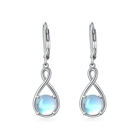 Dangle Drop Infinity Earrings 925 Sterling Silver Leverback Birstone Earrings 18K White Gold Jewelry for Women Girls