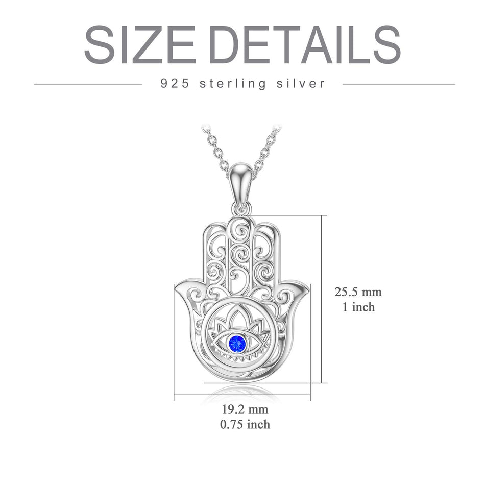 925 Sterling Silver Hand of Fatima Necklace Elephant Hamsa Necklace Evil Eye Hamsa Necklace