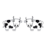 Sterling Silver Cow Stud Earrings