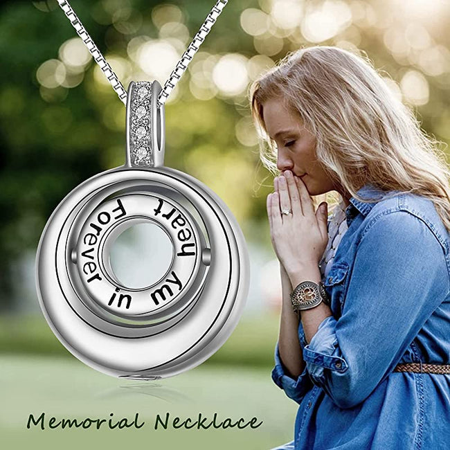Sterling Silver Heart Angel Wings Urn Pendant with Photo Locket