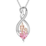 Sterling Silver Infinity Heart Birthstone Father Daughter Pendant Necklace