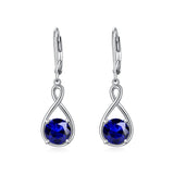 Dangle Drop Infinity Earrings 925 Sterling Silver Leverback Birstone Earrings 18K White Gold Jewelry for Women Girls