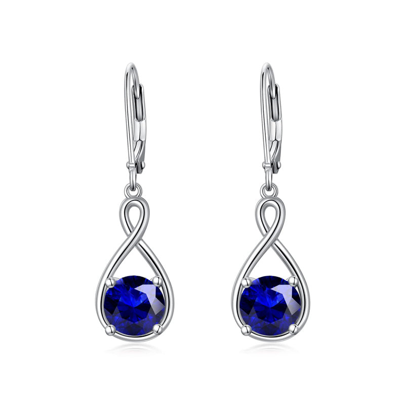 Dangle Drop Infinity Earrings 925 Sterling Silver Leverback Birstone Earrings 18K White Gold Jewelry for Women Girls
