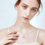 14k Solid Gold Moissanite Love Heart Mama Bear Pendant Necklace
