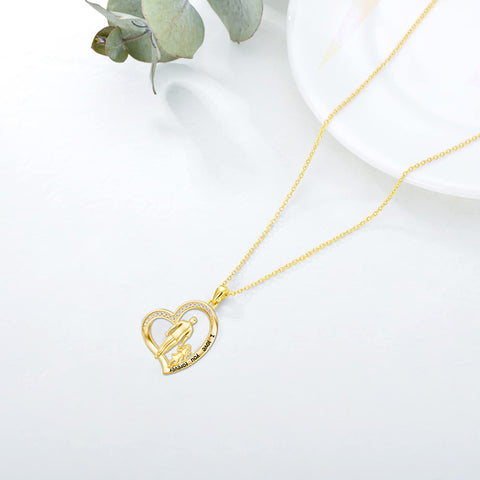 14K Gold Father Daughter Heart Pendant Necklace From Dad I Love You Forever