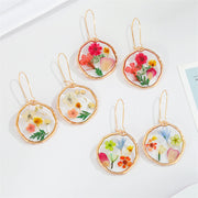 Retro Trend Transparent Resin Natural Dried Flower Earrings Diy Glue Immortal Flower Earrings Ear Hook