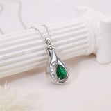 Sterling Silver Cubic Zirconia Tear Dangle Urn Necklace for Ashes