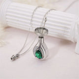 Sterling Silver Cubic Zirconia Tear Dangle Urn Necklace for Ashes