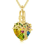 Sterling Silver Crystal Heart Tree of Life Urn Necklace for Ashes
