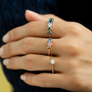 Sterling Silver Personalized Family Multi- Birthstone Ring