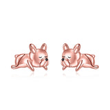 Sterling Silver French Bulldo Stud Earrings