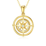 14K Real Gold Compass Pendant Necklace for Women Compass Dainty Necklace Jewelry Birthday Gift for Graduate