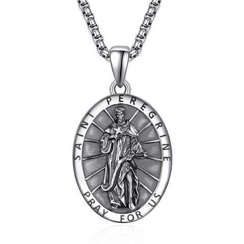 925 Sterling Silver Patron Saint Medals | Amulet Necklace Protection Jewelry for Men with 2.5mm 22"+2" Chain