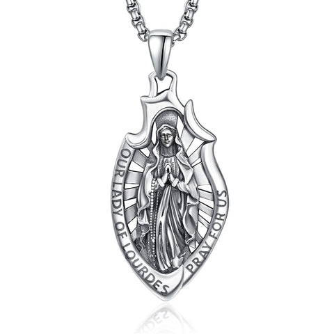 925 Sterling Silver Patron Saint Medals | Amulet Necklace Protection Jewelry for Men with 2.5mm 22"+2" Chain