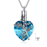 Sterling Silver Birthstone Birth Flower Crystal Urn Necklace for Ashes