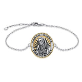 Santa Muerte Bracelet 925 Sterling Silver Death Charm Jewelry For Women
