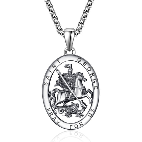 925 Sterling Silver Patron Saint Medals | Amulet Necklace Protection Jewelry for Men with 2.5mm 22"+2" Chain