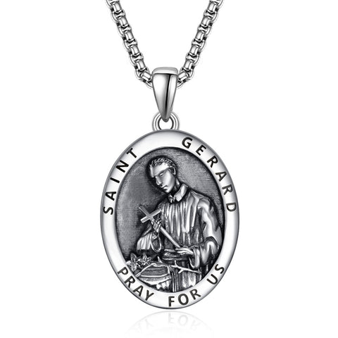 925 Sterling Silver Patron Saint Medals | Amulet Necklace Protection Jewelry for Men with 2.5mm 22"+2" Chain