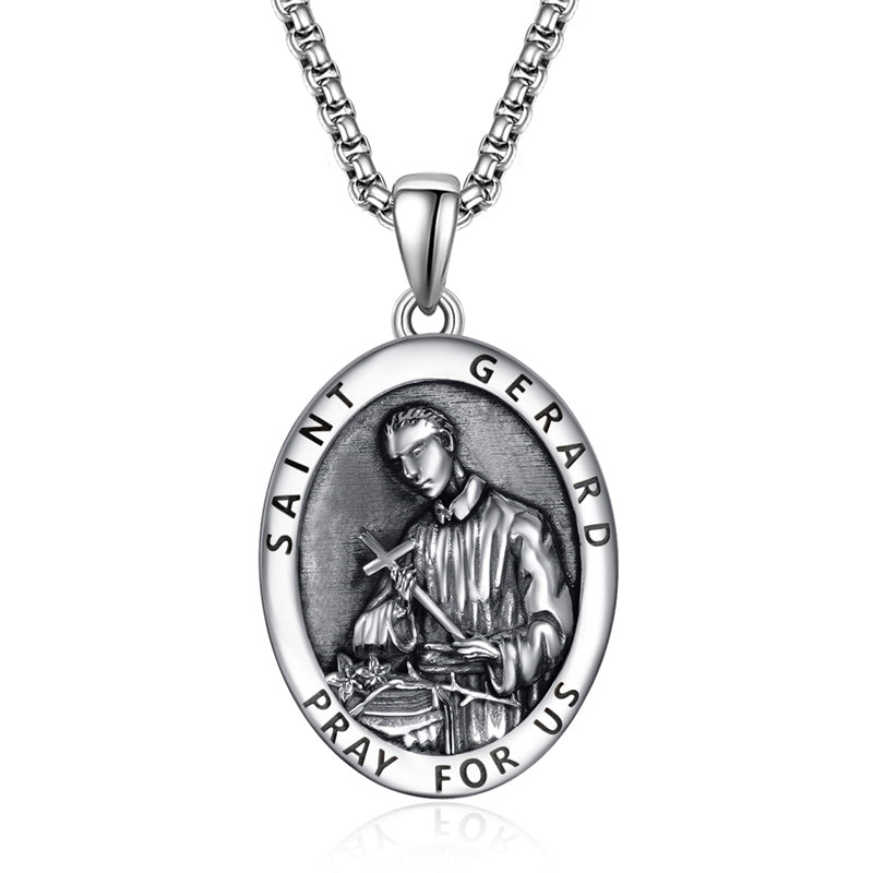 925 Sterling Silver Patron Saint Medals | Amulet Necklace Protection Jewelry for Men with 2.5mm 22"+2" Chain