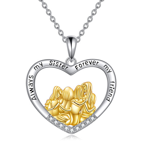 Sterling Silver Sister Pendant Necklace Engraved With Always My Sister forever My Friend