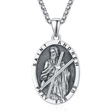 925 Sterling Silver Patron Saint Medals | Amulet Necklace Protection Jewelry for Men with 2.5mm 22"+2" Chain