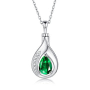 Teardrop Urn Necklace for Ashes Sterling Silver Crystal Cremation Memorial Keepake Funeral Necklace for Women