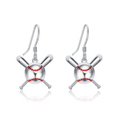 Sterling Silver Baseball Football Dangle Earrings