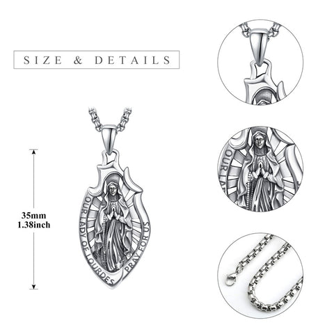 925 Sterling Silver Patron Saint Medals | Amulet Necklace Protection Jewelry for Men with 2.5mm 22"+2" Chain