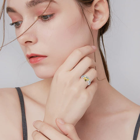 Sterling Silver Bee with 5A Cubic Zirconia Promise Ring