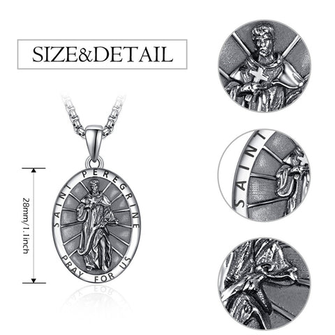925 Sterling Silver Patron Saint Medals | Amulet Necklace Protection Jewelry for Men with 2.5mm 22"+2" Chain