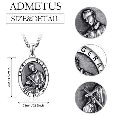 925 Sterling Silver Patron Saint Medals | Amulet Necklace Protection Jewelry for Men with 2.5mm 22"+2" Chain