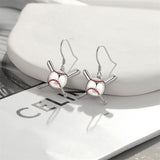 Sterling Silver Baseball Football Dangle Earrings