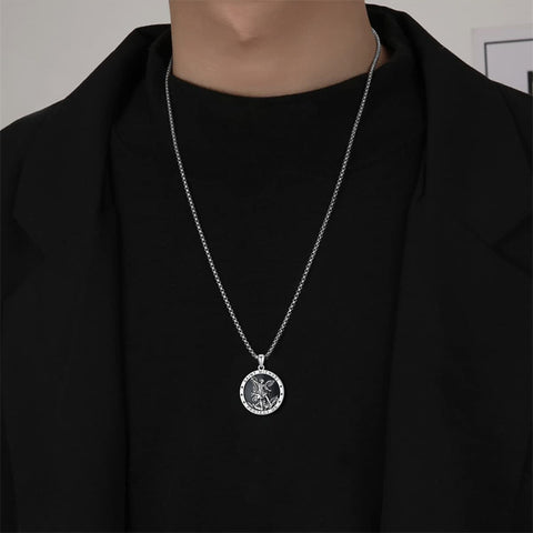 Sterling Silver St Michael St Christopher Pendant Necklace for Men