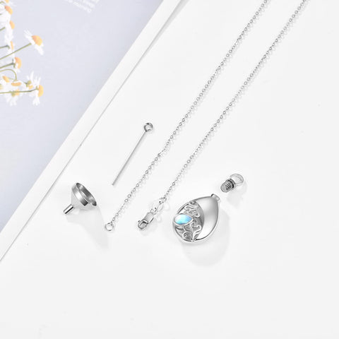 Sterling Silver Moonstone Urn Necklace for Ashes