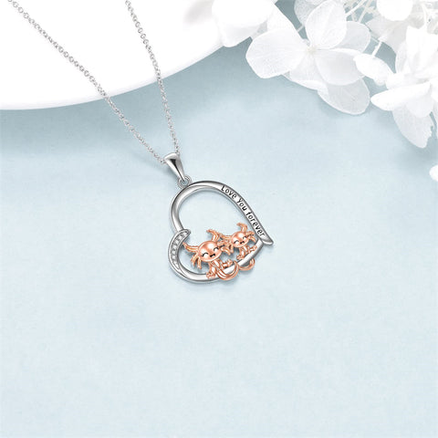 Heart Animal Necklace Sterling Silver Axolotl Pendant Necklace Heart Axolotl Jewelry for Women Girls Christmas Gifts