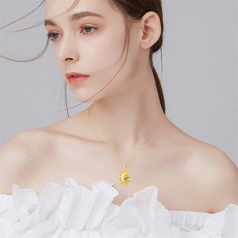 Sun Moon Couple Necklace 925 Sterling Silver Necklace Set Bff Couple Friendship Matching Necklace Jewelry For Women Men