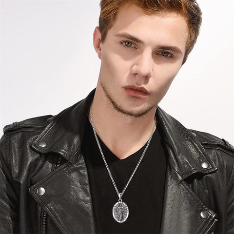 925 Sterling Silver Patron Saint Medals | Amulet Necklace Protection Jewelry for Men with 2.5mm 22"+2" Chain