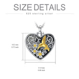 Sterling Silver Heart Hummingbird  Urn Necklace for Ashes