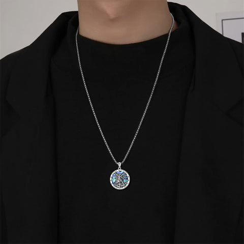 Sterling Silver St Michael St Christopher Pendant Necklace for Men